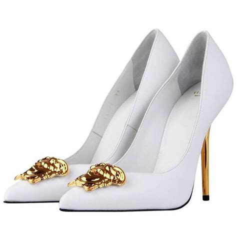 white versace heels|Versace high heel boots.